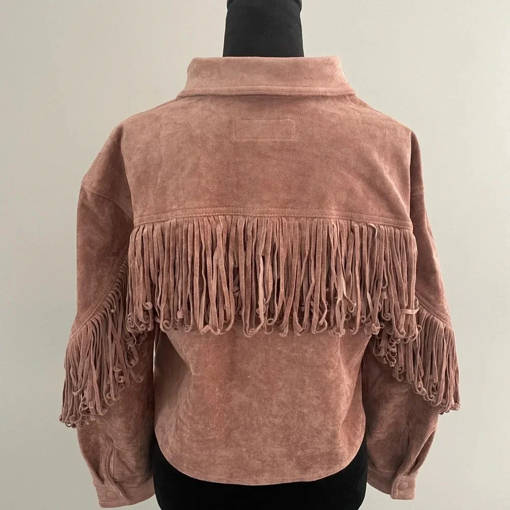NWT Blank NYC Vegan Suede Fringe Moto Jacket Sz M - Picture 12 of 14